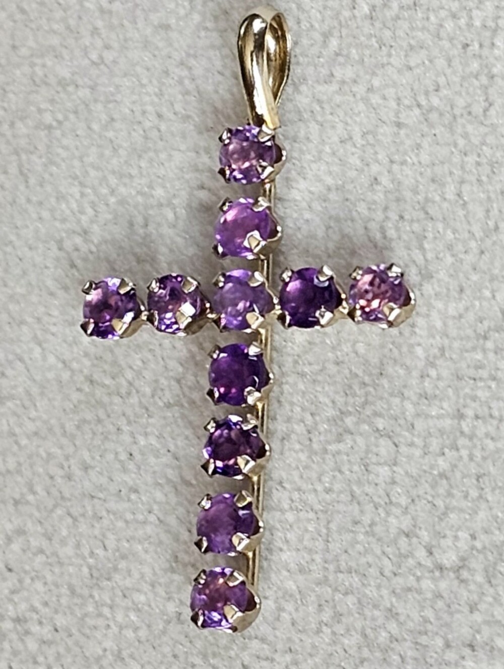 10k Yellow Gold Amethyst Religious Cross Pendant - Picture 3 of 9